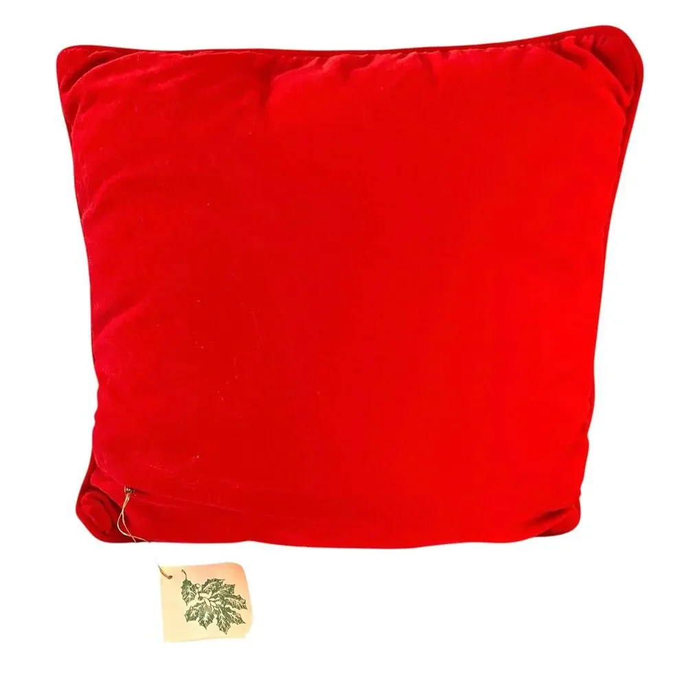 NEW Vintage Needlepoint Velvet Christmas Santa Bear Pillow BM JABARA 1779-19